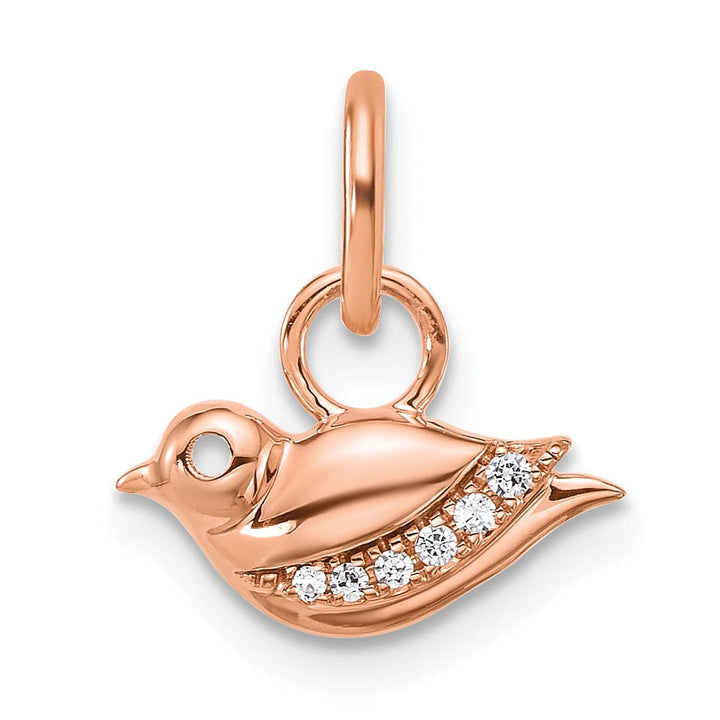 14K Rose Gold Polished Finish Diamond Bird Pendant