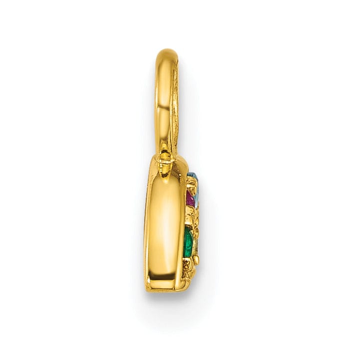 14K Yellow Gold Multi-Color C.Z Rainbow Charm Pendant