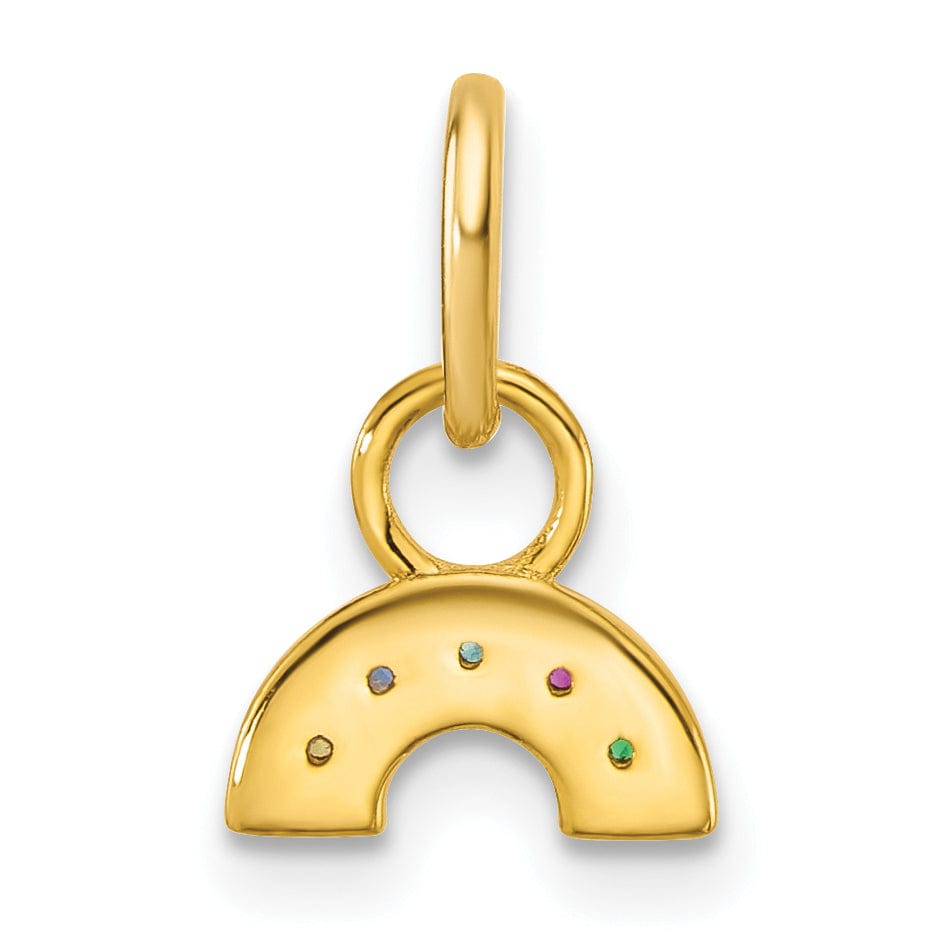 14K Yellow Gold Multi-Color C.Z Rainbow Charm Pendant