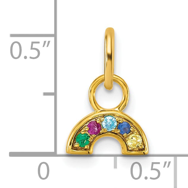 14K Yellow Gold Multi-Color C.Z Rainbow Charm Pendant