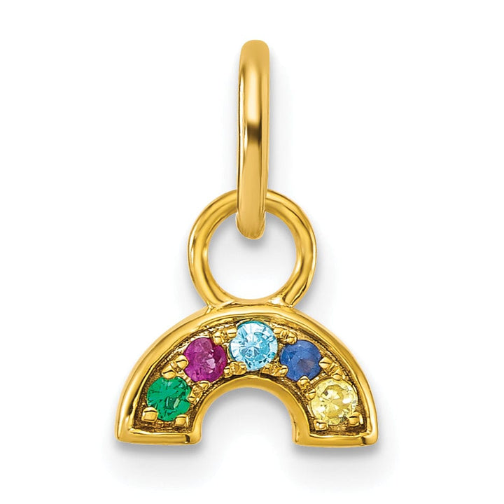 14K Yellow Gold Multi-Color C.Z Rainbow Charm Pendant