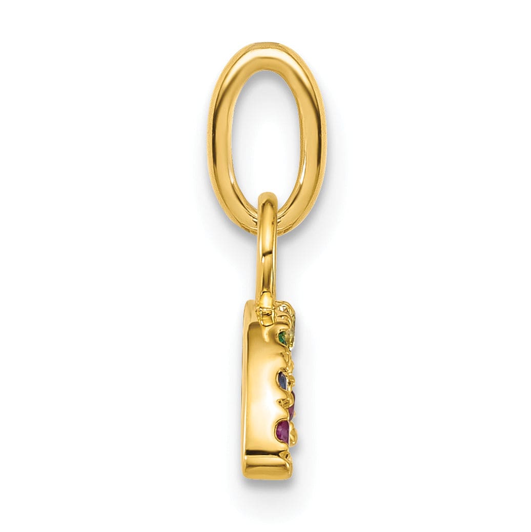 14K Yellow Gold Multi-Color C.Z Double Rainbow Pendant