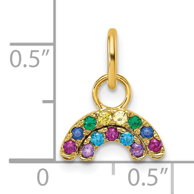 14K Yellow Gold Multi-Color C.Z Double Rainbow Pendant