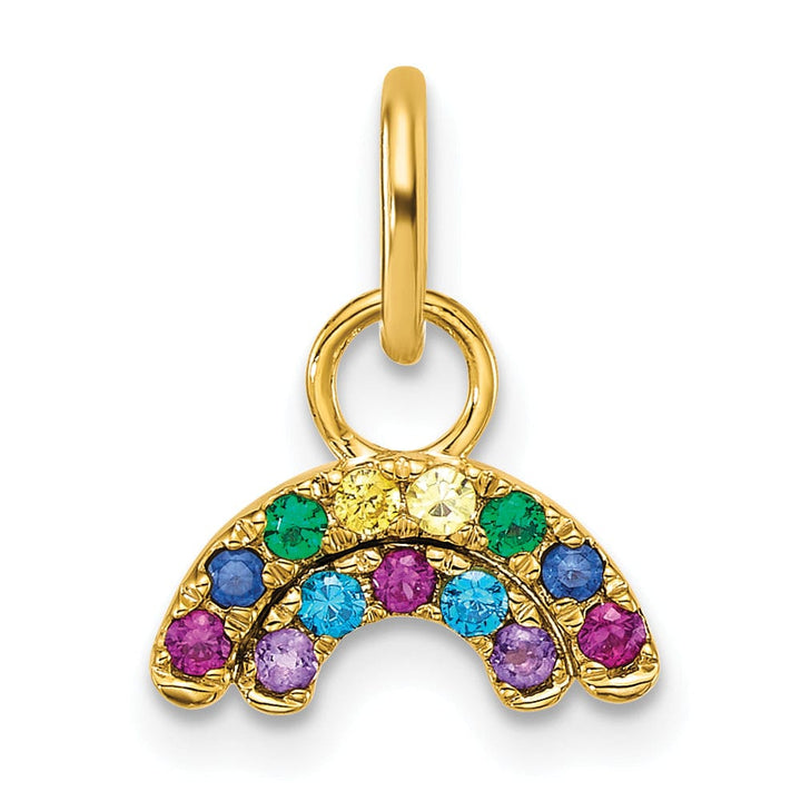 14K Yellow Gold Multi-Color C.Z Double Rainbow Pendant