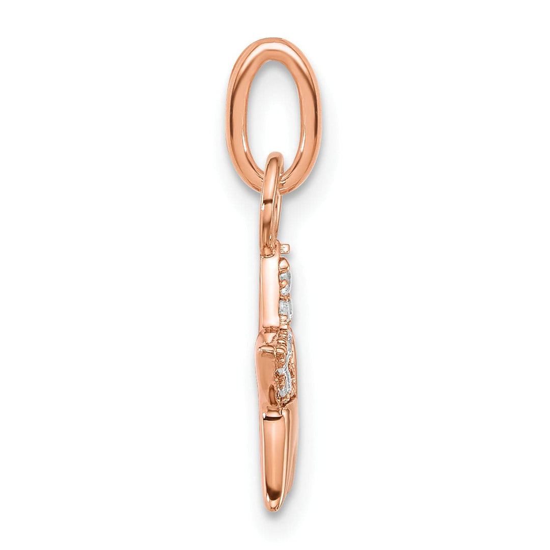 14K Rose Gold Polished 1/10 CT Diamond Star Pendant