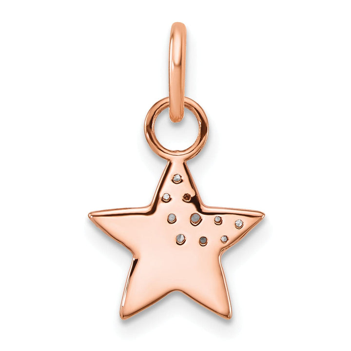 14K Rose Gold Polished 1/10 CT Diamond Star Pendant