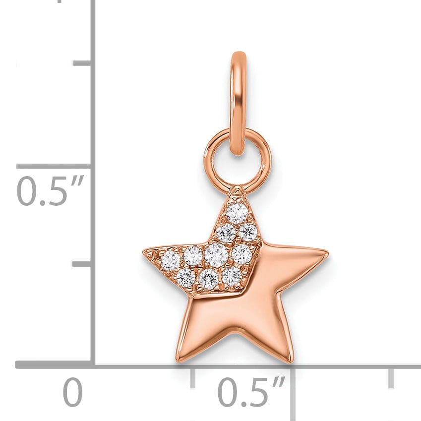 14K Rose Gold Polished 1/10 CT Diamond Star Pendant