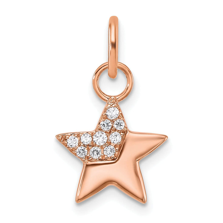 14K Rose Gold Polished 1/10 CT Diamond Star Pendant