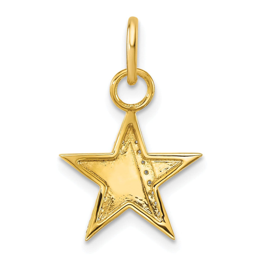 14K Yellow Gold Polished 1/15 ct Diamonds Star Pendant
