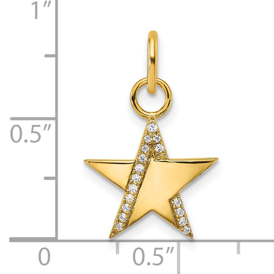 14K Yellow Gold Polished 1/15 ct Diamonds Star Pendant
