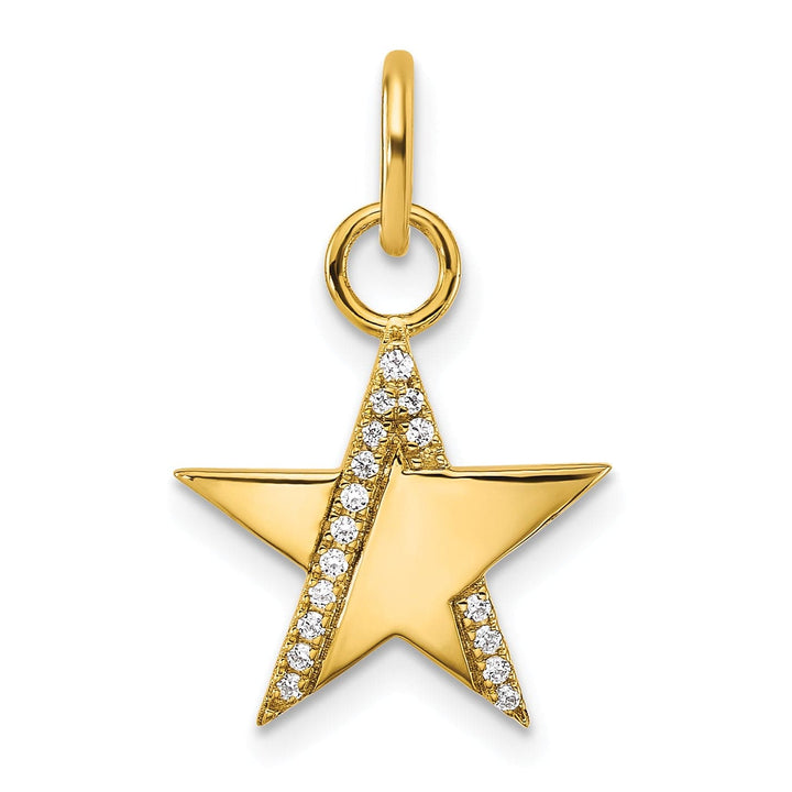 14K Yellow Gold Polished 1/15 ct Diamonds Star Pendant