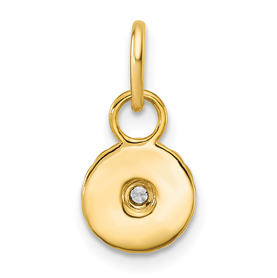 14K Yellow Gold Grooved Diamond Circle Pendant