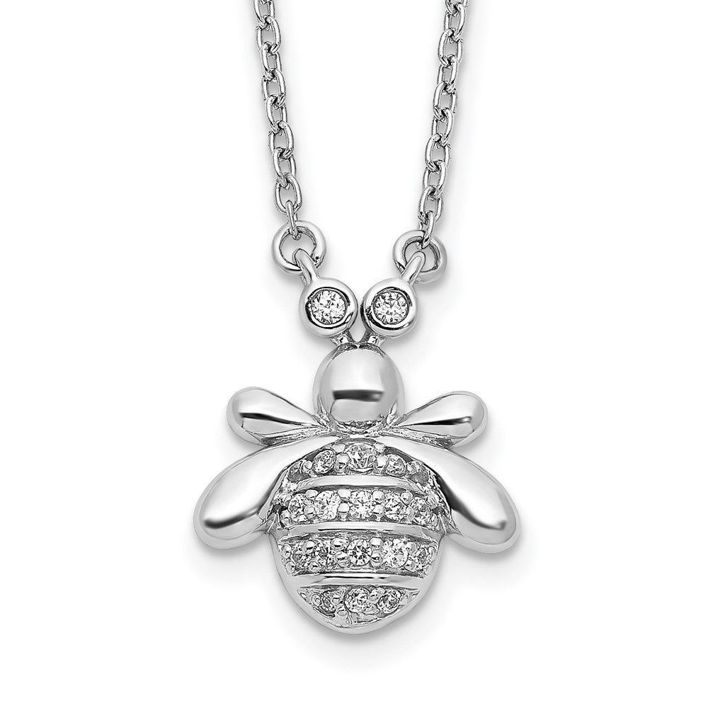 14K White Gold 1/10 carat Diamond Bee 18 inch Necklace