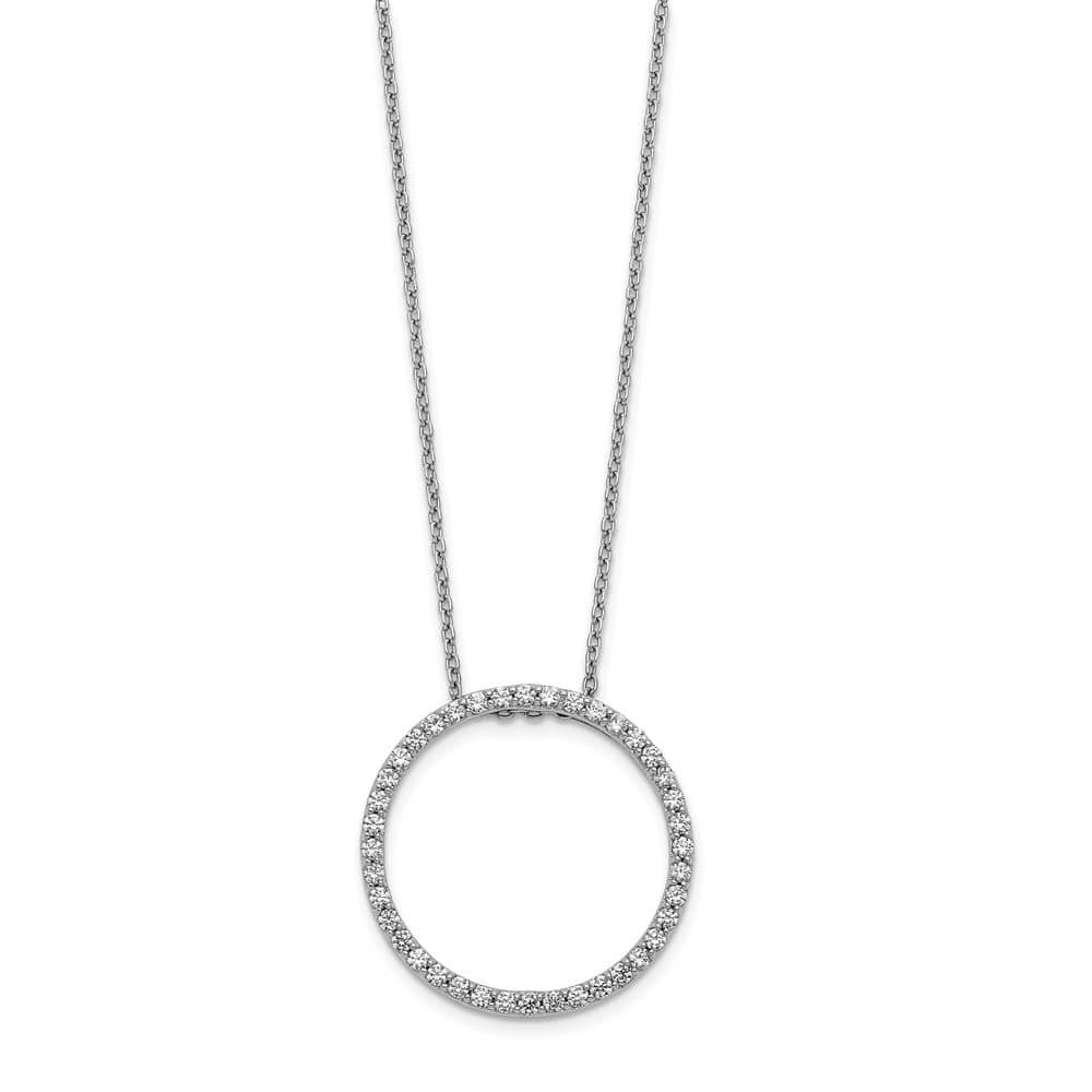 14K White Gold 5/8 carat Diamond Circle 40 Stone 18 inch Necklace