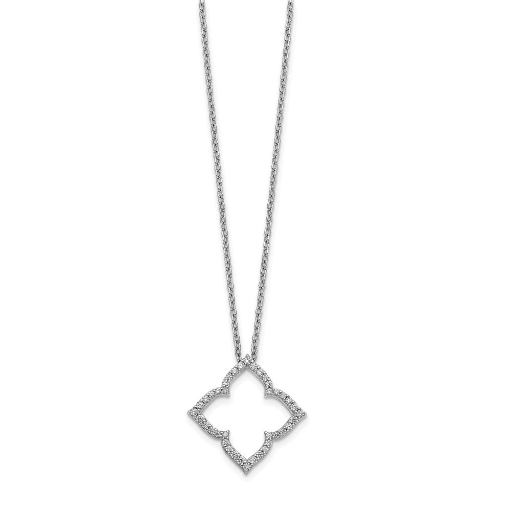 14K White Gold 1/4 carat Diamond Fancy 18 inch Necklace