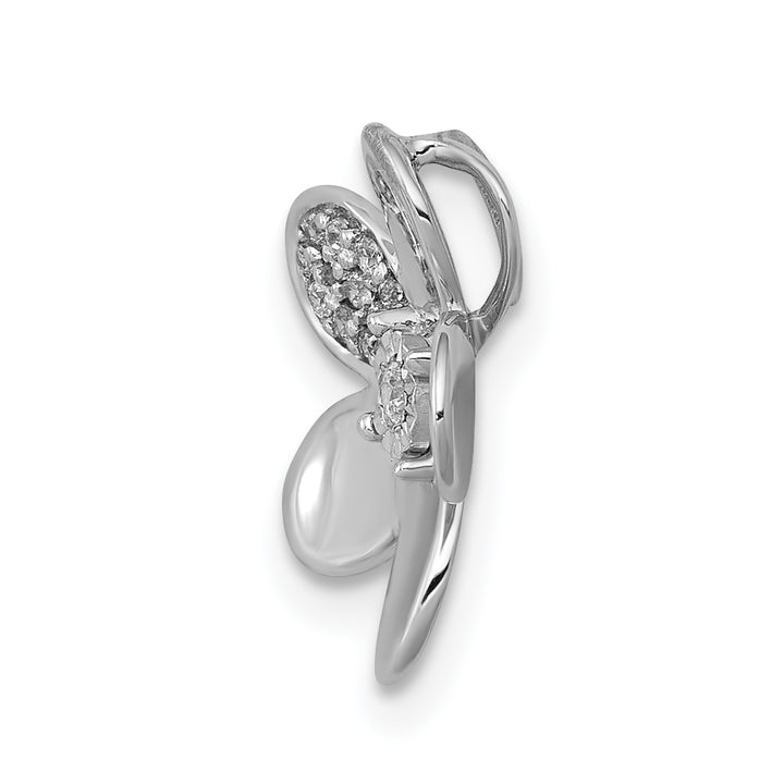 14k White Gold 1/20 carat Diamond Flower Pendant Chain Slide