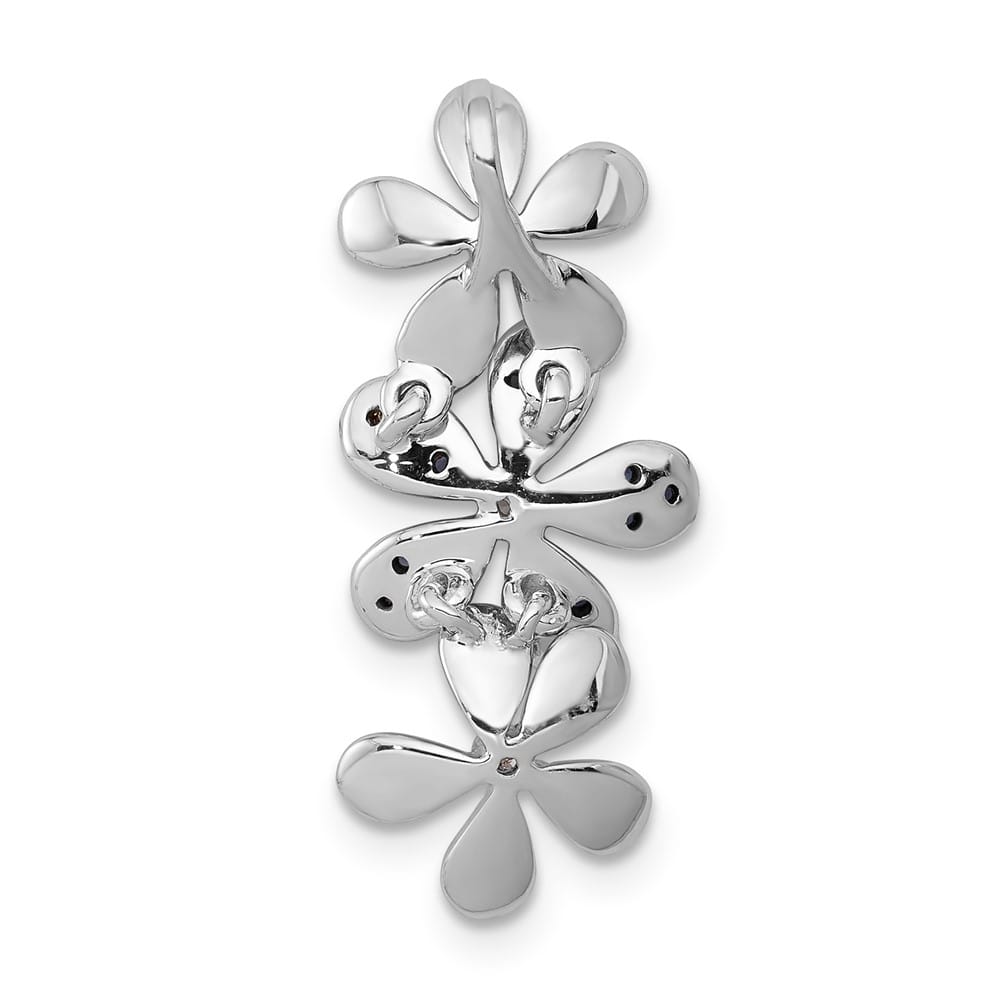 14K White Gold Black Rhodium Diamond and Sapphire Three Chain Slide