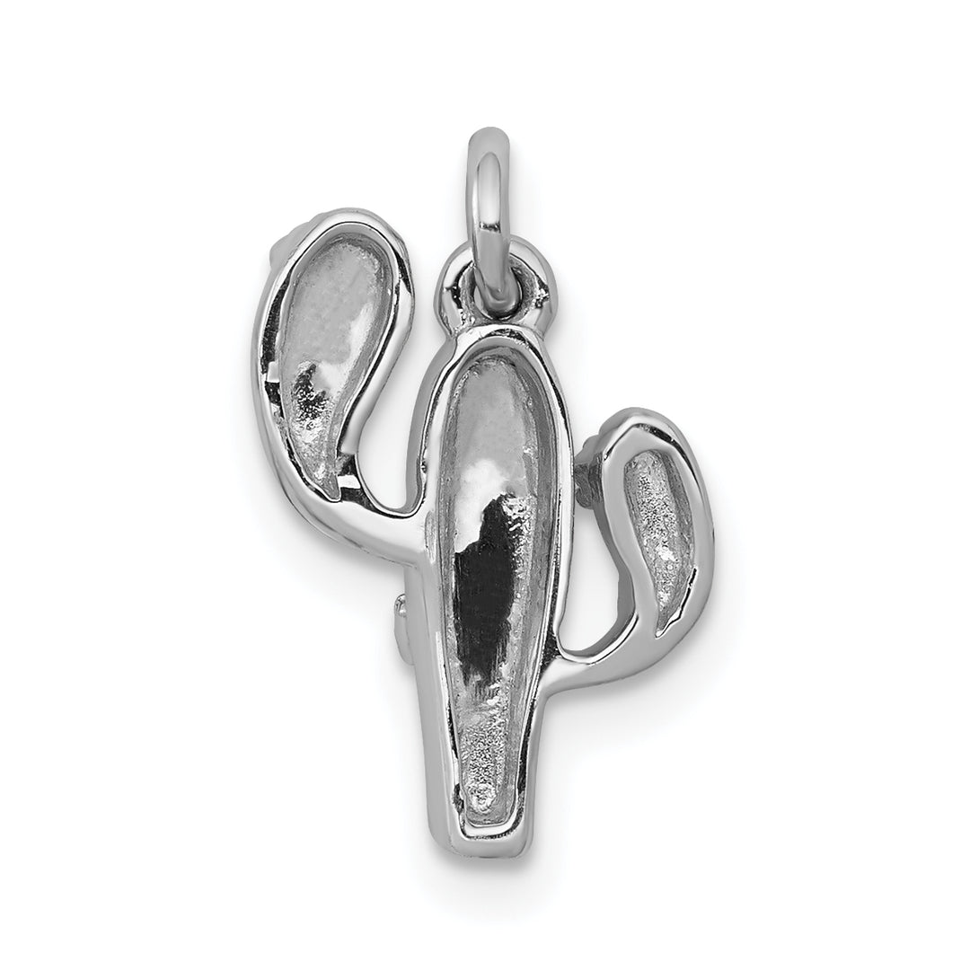 14k White Gold Diamond Cactus Design Charm Pendant
