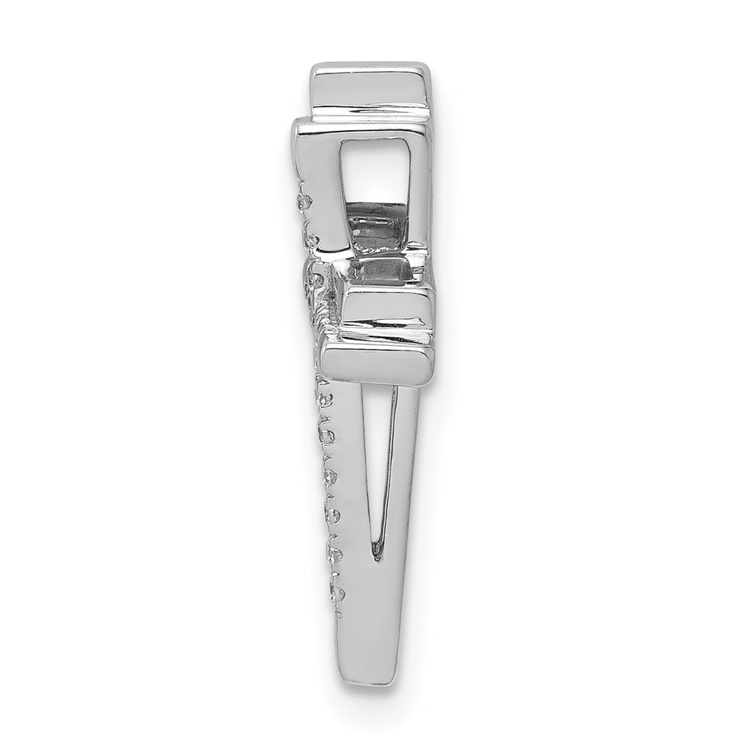 14k White Gold 1/10 CT Diamond Double Cross Design Chain Slide