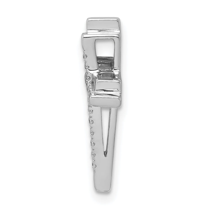 14k White Gold 1/10 CT Diamond Double Cross Design Chain Slide
