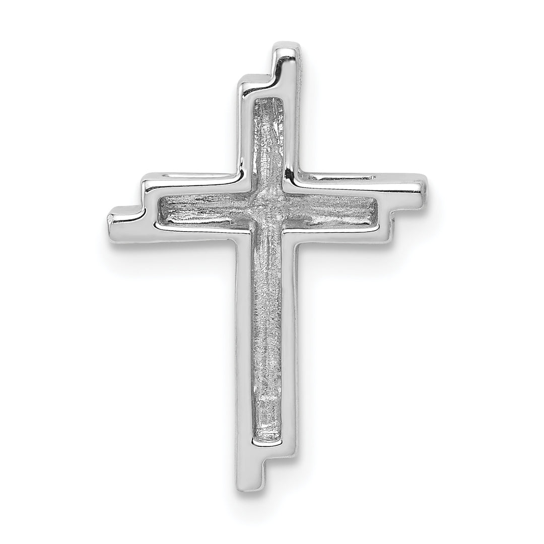 14k White Gold 1/10 CT Diamond Double Cross Design Chain Slide