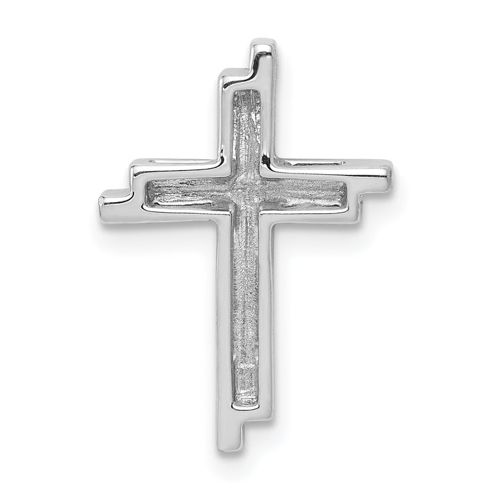 14k White Gold 1/10 CT Diamond Double Cross Design Chain Slide