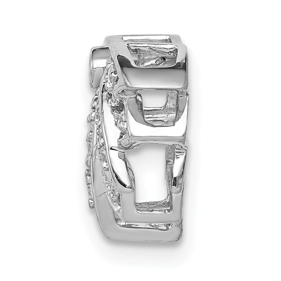 14k White Gold 1/5 ct Diamond Lotus Flower Chain Slide