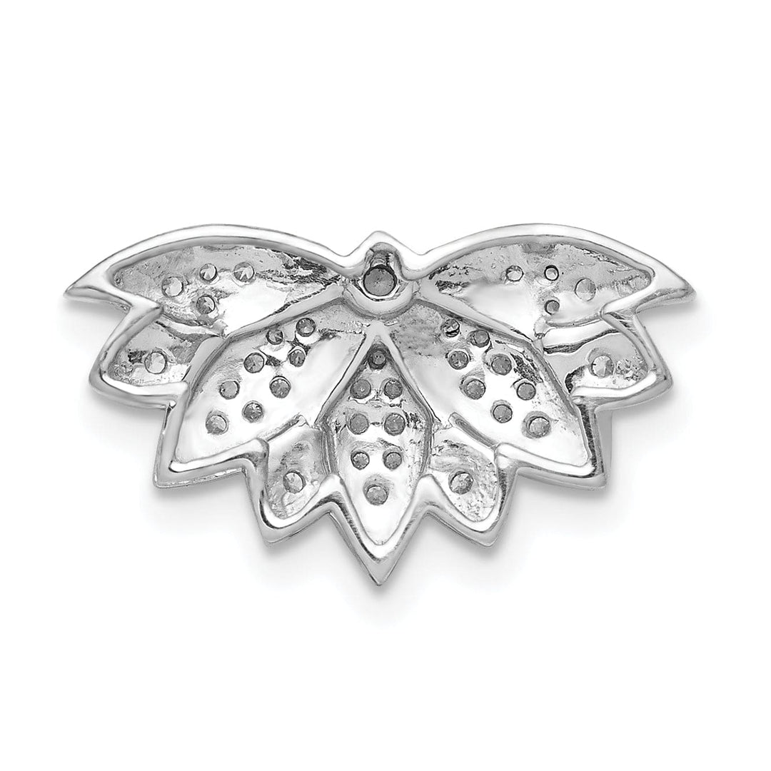 14k White Gold 1/5 ct Diamond Lotus Flower Chain Slide