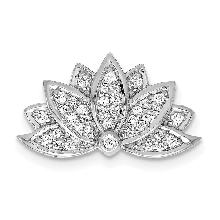 14k White Gold 1/5 ct Diamond Lotus Flower Chain Slide