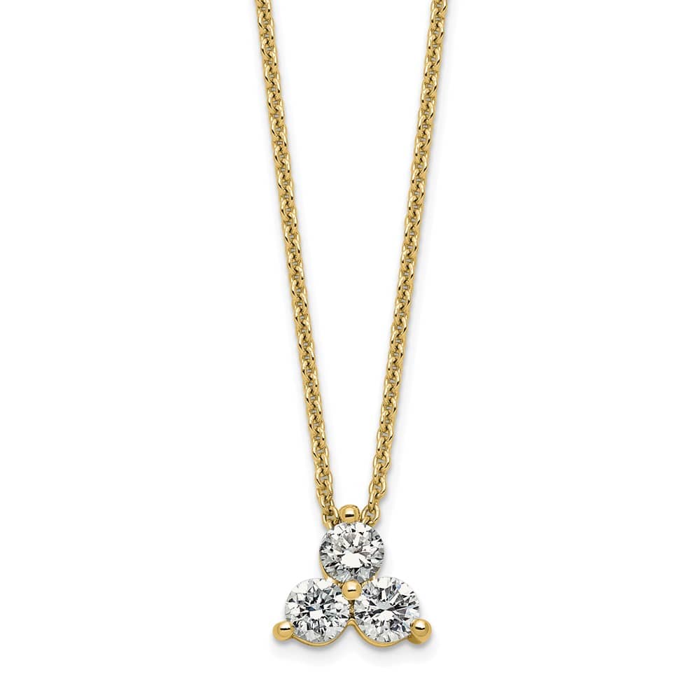 14K Yellow Gold 1/2 carat Lab Grown Diamond Cluster 18 inch Necklace