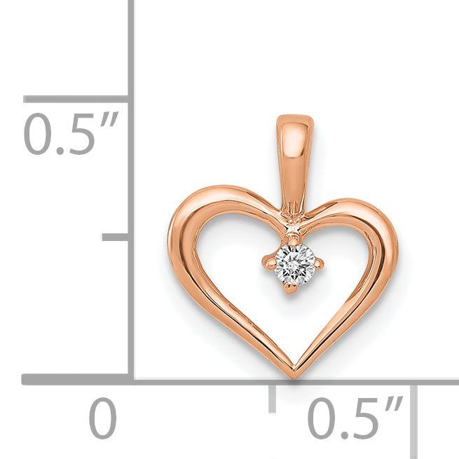 14k Rose Gold l1 Clarity G-I Color .02ct. Diamond Heart Pendant