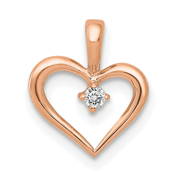 14k Rose Gold l1 Clarity G-I Color .02ct. Diamond Heart Pendant