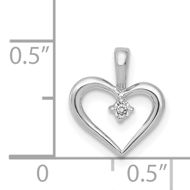 14k White Gold l1 Clarity G-I Color .02carat  Diamond Heart Shape Design Pendant