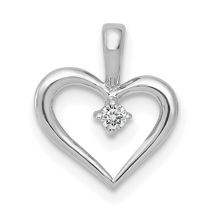 14k White Gold l1 Clarity G-I Color .02carat  Diamond Heart Shape Design Pendant