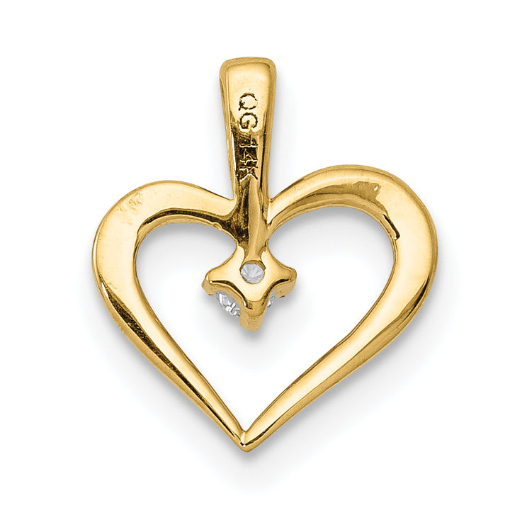 14k Yellow Gold l1 Clarity G-I Color .02ct. Diamond Heart Shape Design Pendant