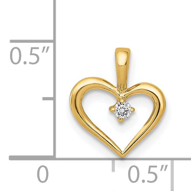 14k Yellow Gold l1 Clarity G-I Color .02ct. Diamond Heart Shape Design Pendant