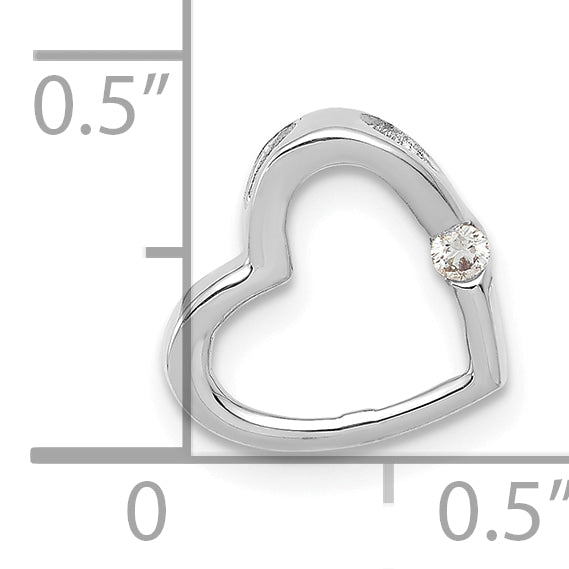 14k White Gold L1 Clarity, G i Color Diamond Heart Chain Slide Pendant