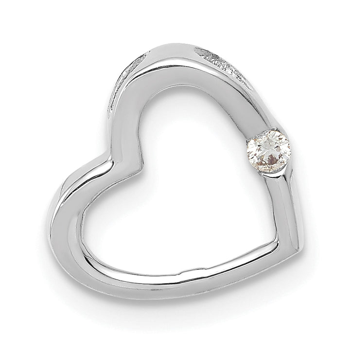 14k White Gold L1 Clarity, G i Color Diamond Heart Chain Slide Pendant