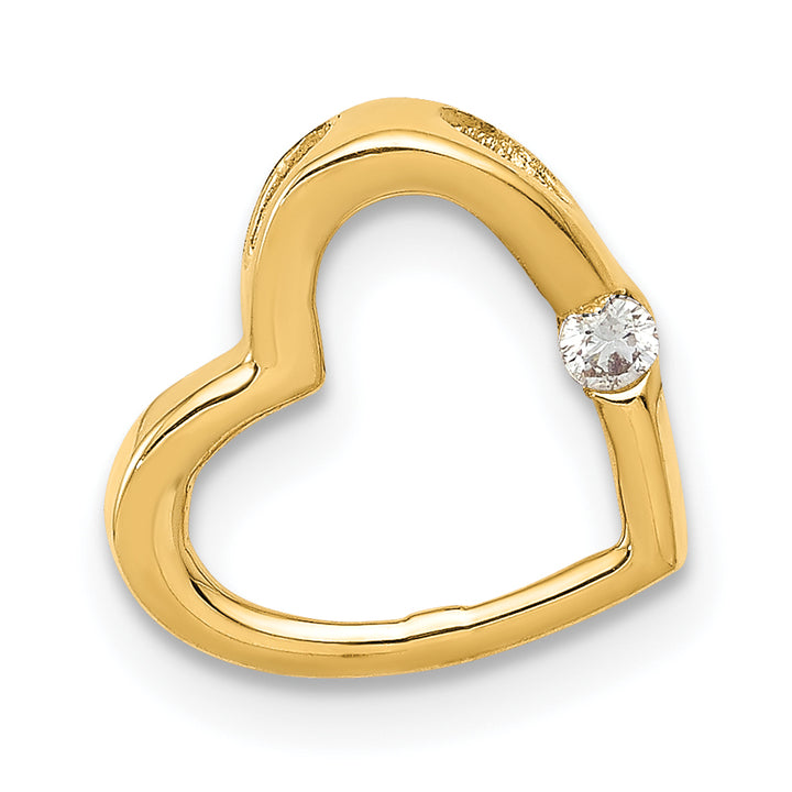 14k Yellow Gold L1 Clarity, G i Color Diamond Heart Chain Slide