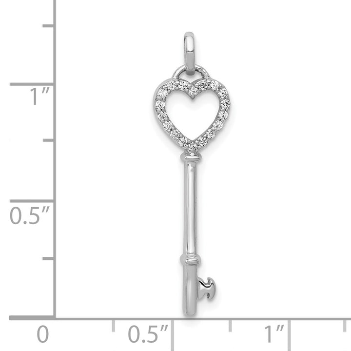 Lovely Rita's Pendants & Charms 10K White Gold Polished Large 1/10 ct Diamond Heart Key Pendant