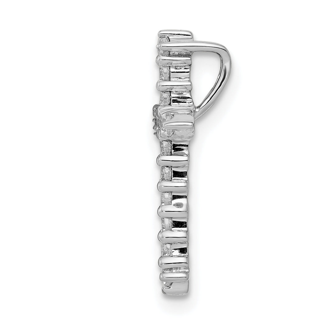 14k White Gold 1/4 CT I1 Diamond Trendy Design Cross Chain Slide