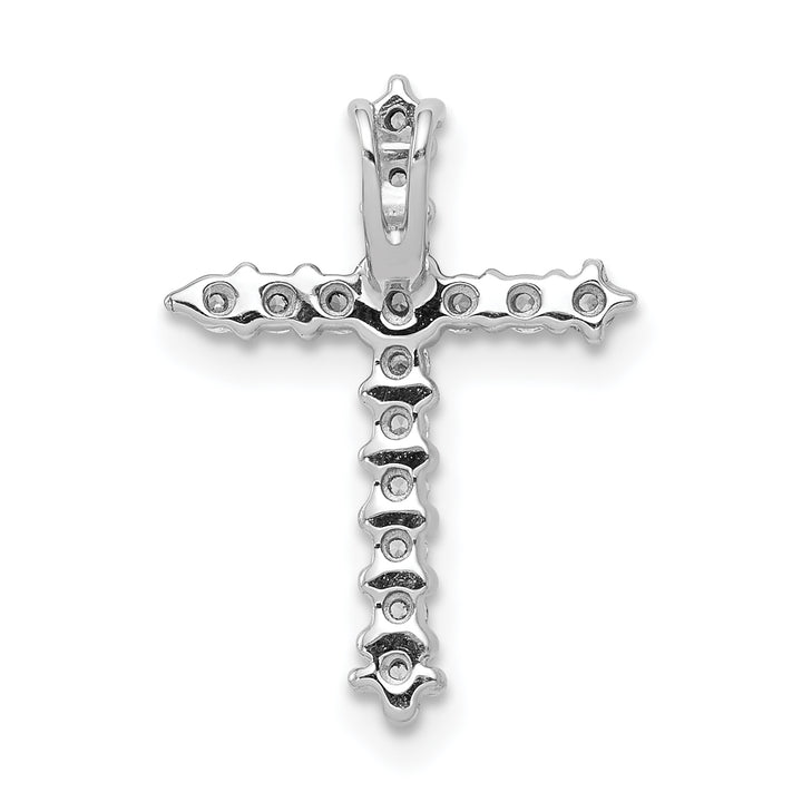 14k White Gold 1/4 CT I1 Diamond Trendy Design Cross Chain Slide