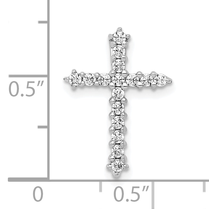 14k White Gold 1/4 CT I1 Diamond Trendy Design Cross Chain Slide