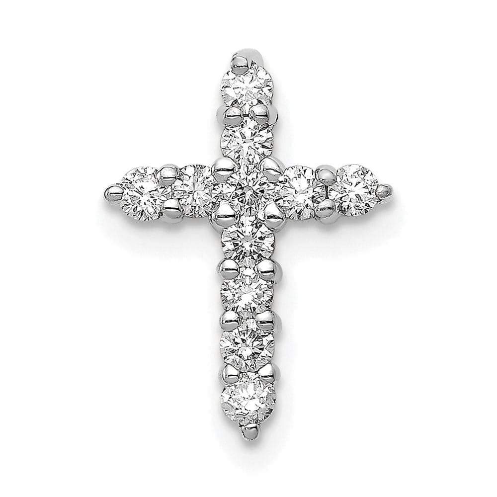 Lovely Rita's Pendants & Charms 10K White Gold I1 Clarity 1/3 ct Diamond Small Cross Chain Slide