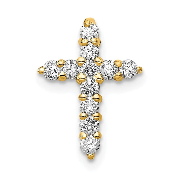 Lovely Rita's Pendants & Charms 10K Yellow Gold I1 Clarity 1/3 ct Diamond Small Cross Chain Slide