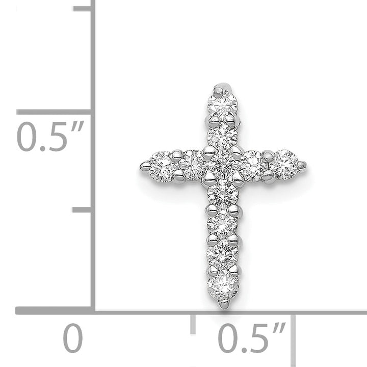14k White Gold 1/3 CT I1 Diamond Timeless Cross Chain Slide