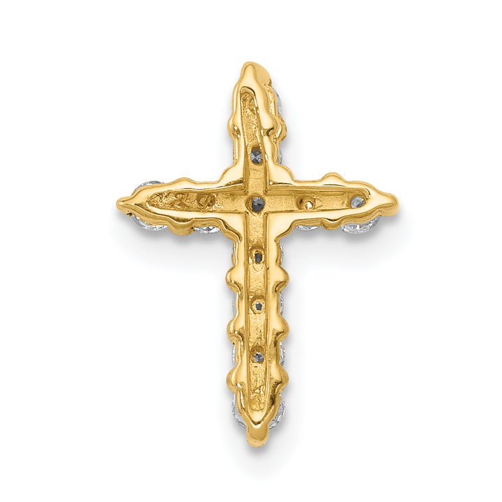 14k Yellow Gold 1/3 CT I1 Diamond Bold Design Cross Chain Slide