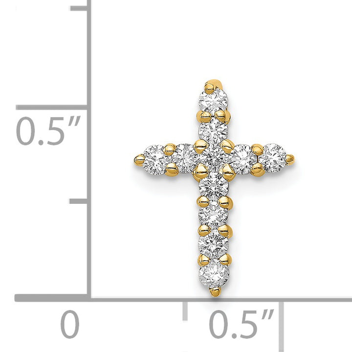 14k Yellow Gold 1/3 CT I1 Diamond Bold Design Cross Chain Slide