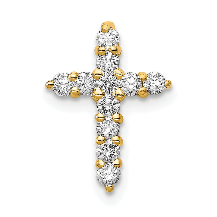 14k Yellow Gold 1/3 CT I1 Diamond Bold Design Cross Chain Slide