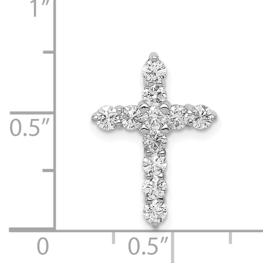 14k White Gold 3/4 CT I1 Diamond Timeless Design Cross Chain Slide